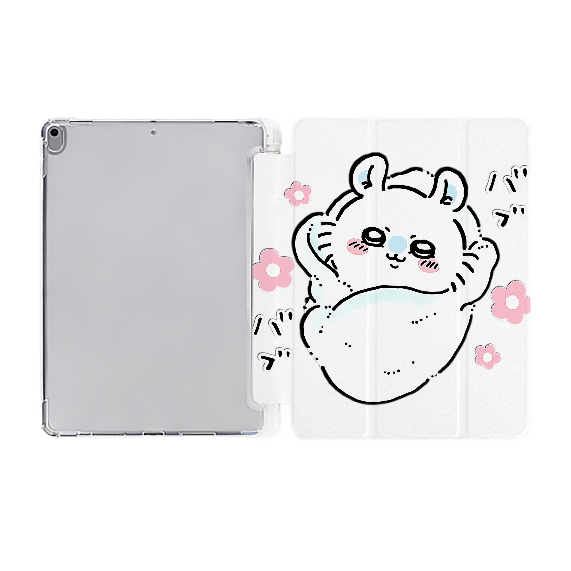（画像用） ちいかわ モモンガ Chii-kawa Momonga IPad ケース ペン収納付き 三つ折りスタンド PUレザー×シリコン 対応機種9.5/10.5/10.9インチ